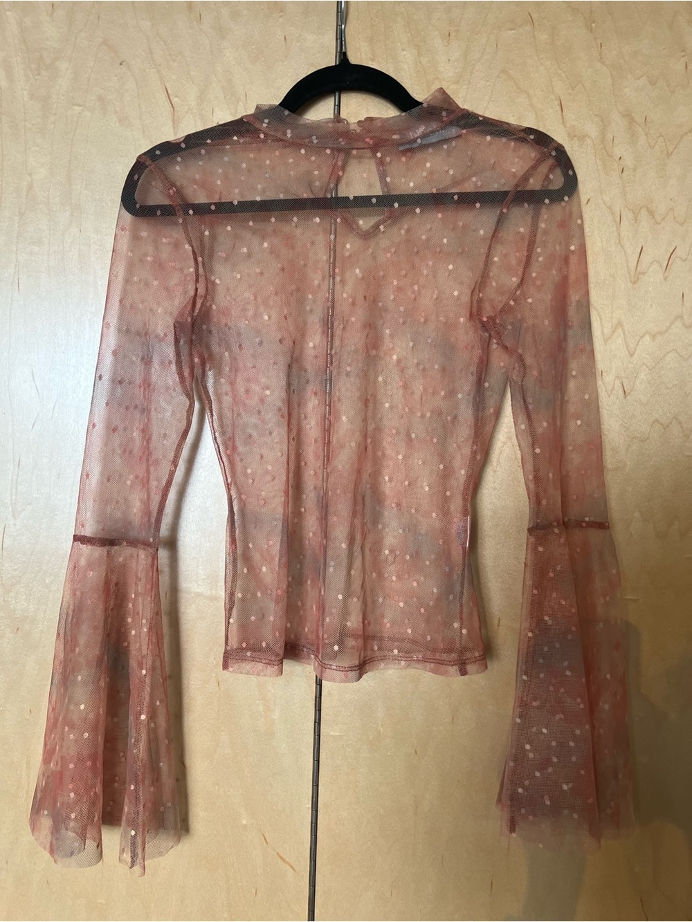 Elegant Sheer Polka Dot Blouse in Peach